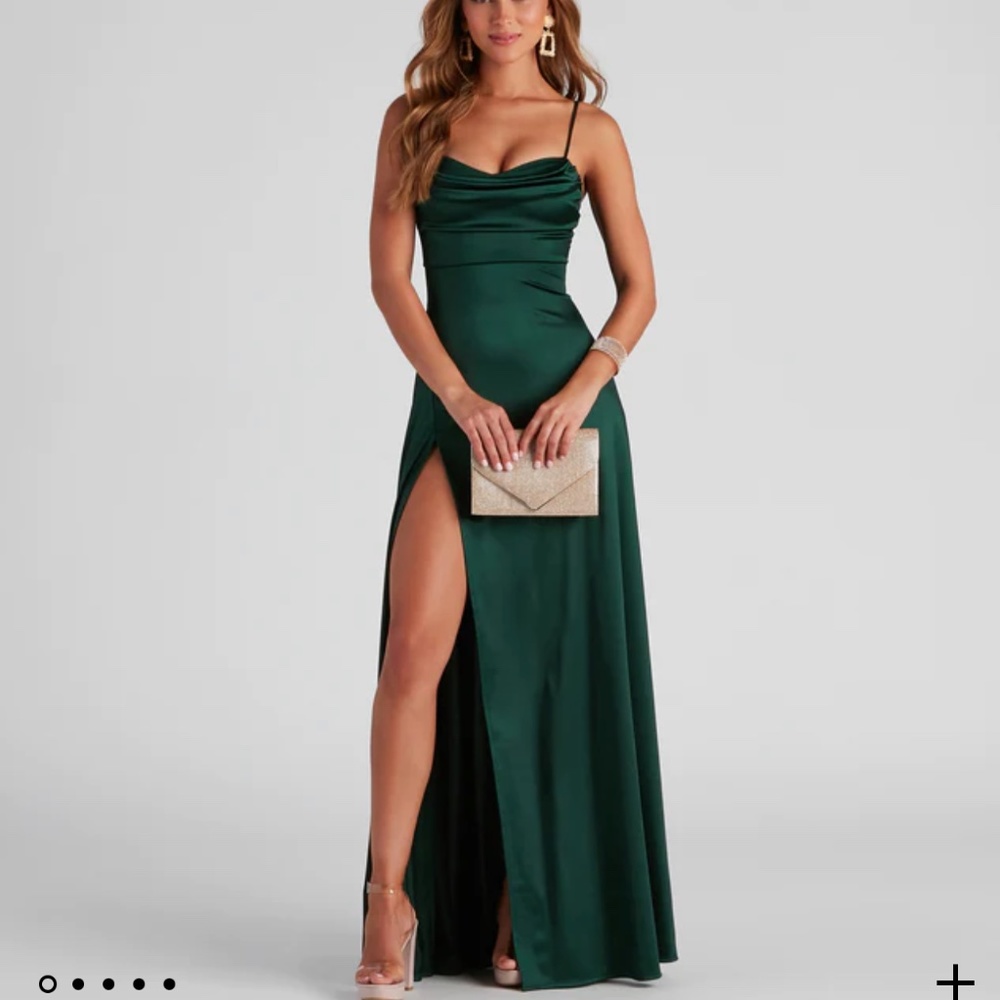 Marissa Formal Satin Cowl Neck Dress